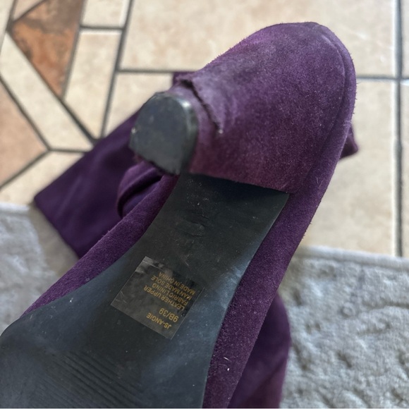 Sz 9B Jessica Simpson Deep Purple Heeled Boots with defects sexy club shoes - Picture 7 of 16
